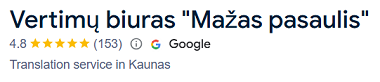 MP Vertimai, Google reitingas ir klientų atsiliepimai